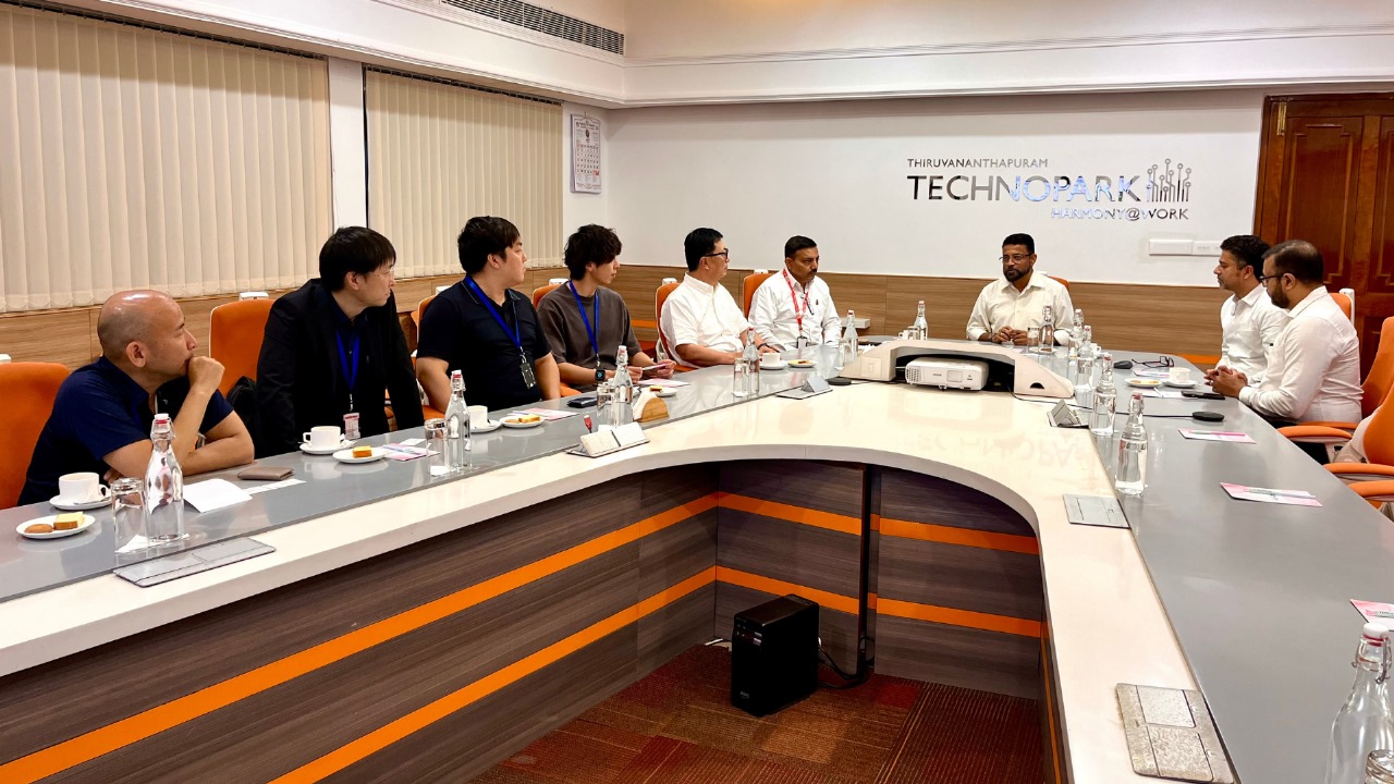 Officials in conversation with Col Sanjeev Nair (Retd), CEO Technopark, on the scope of leveraging the automotive tech ecosystem at the park.