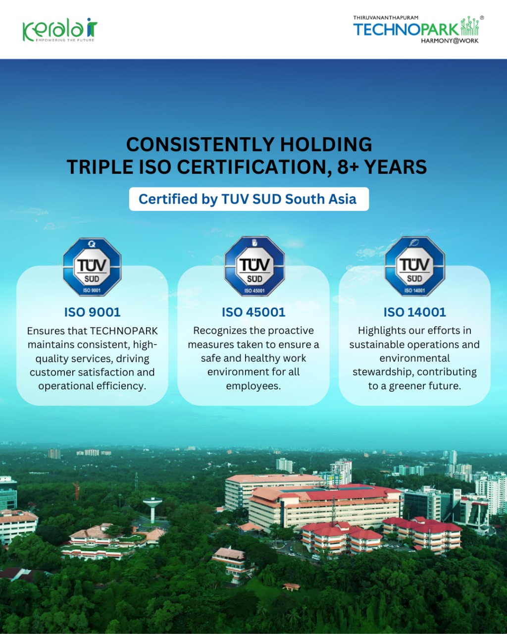 Technopark retains ISO certifications