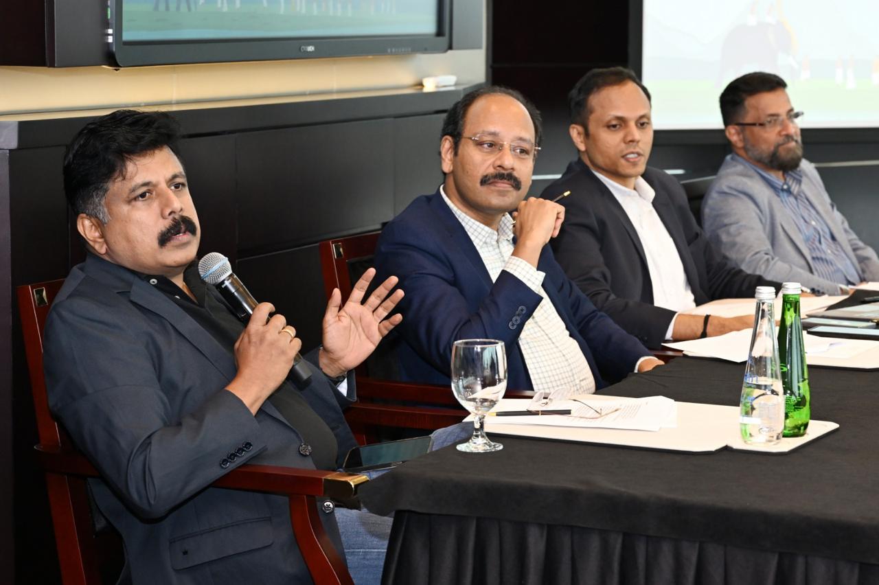 Kerala's top IT officials held a dialogue with senior leaders from GCC nations. Seen here: Mr. Sreekumar V, Secretary, GTech & Centre Head, TATA ELXSI, addressing the gathering.
